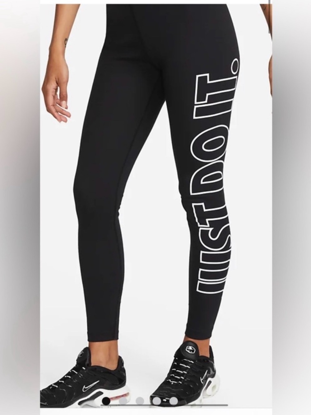 Nike Black Leggings with White JUST DO IT. Side Logo
